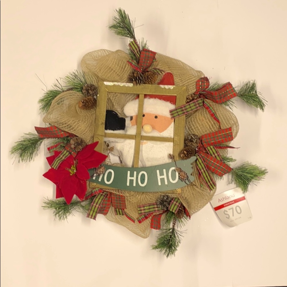Santa in the Window Christmas Wreath